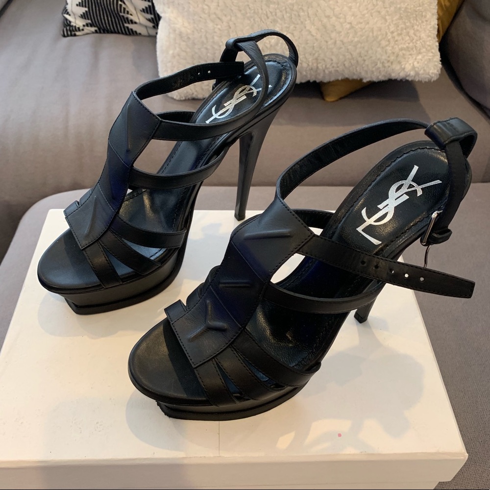 YSL Platform Sandals with Y Strap